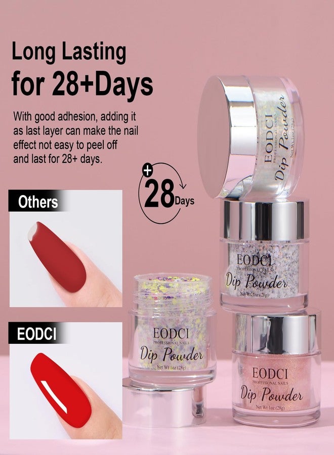 EODCI Nail Dip Powder Colors, Butterfly Glitter Silver - DIY Nail Art Starter Kit - No Lamp Needed - 1 oz - Image 3